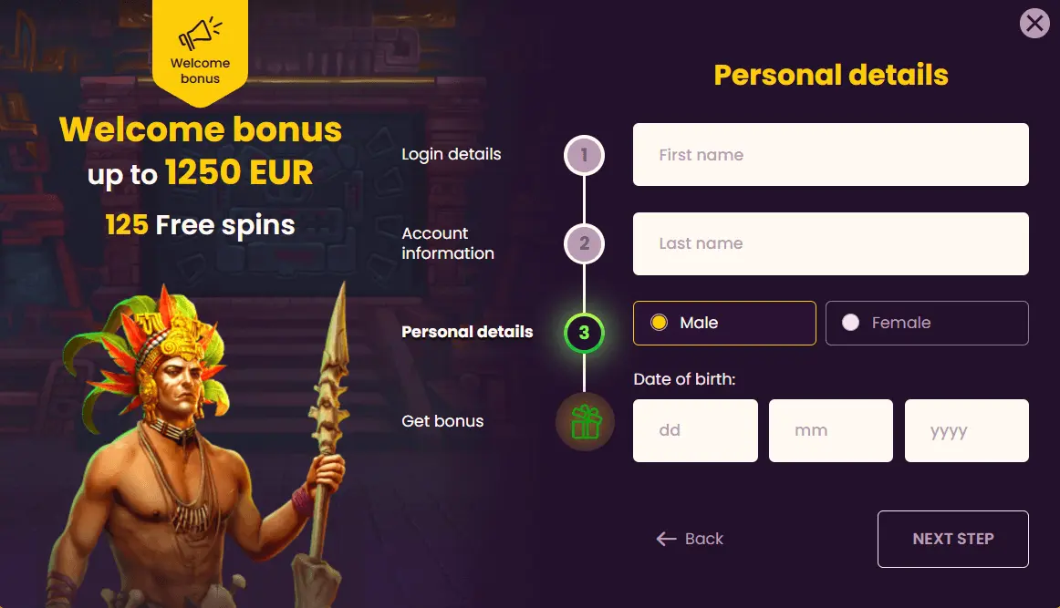 BizzoCasino Registration Process: step 3